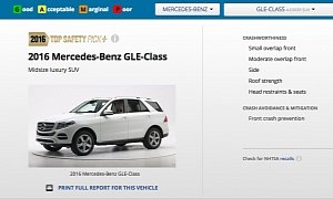 2016 Mercedes-Benz GLE-Class Aces IIHS Crash Tests, Rated Top Safety Pick+