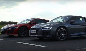 2017 Acura NSX Gets Bashed by 2016 Audi R8 V10 Plus in a Track Battle, Again