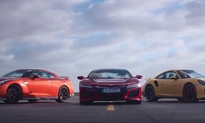 2017 Acura NSX, Porsche 911 Turbo, Nissan GT-R Race to 150 MPH: "Airfield King"