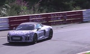 2017 Audi R8 Spyder Spied Plotting Against the Huracan Spyder on the Nurburgring