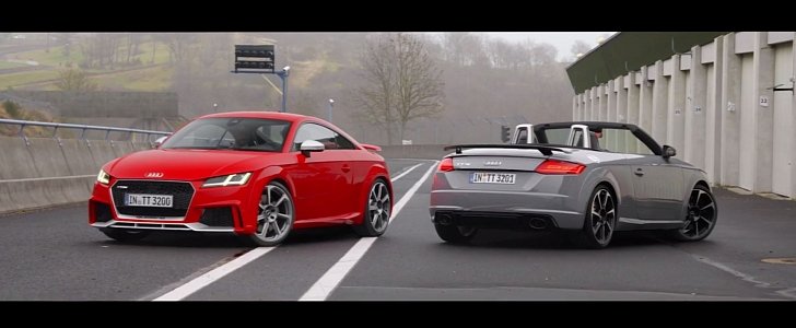 2017 Audi TT RS Coupe Races the Roadster in First Press Videos