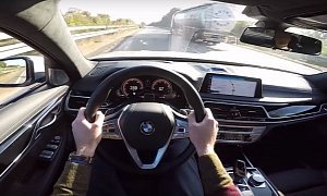 2017 BMW 750Ld Quad-Turbo Diesel Passes Trucks on Autobahn at 155 MPH Top Speed