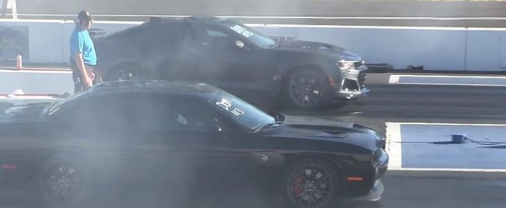 2017 Chevrolet Camaro ZL1 vs. Dodge Challenger Hellcat Drag Race