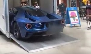 2017 Ford GT Revs Hard in London as It Climbs into Delivery Truck