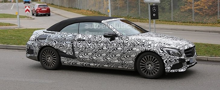2017 Mercedes-Benz C-Class Cabriolet (A205) Leaves Roof Camouflage at Home  - autoevolution