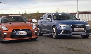 2017 Nissan GT-R vs Audi RS6 Performance Dirty Road Drag Race Is Crazy-Close