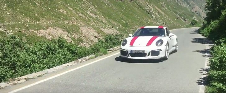Porsche 911 R hooning in the Italian Alps