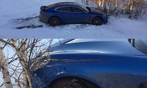 2017 Porsche Panamera Has Its First Crash in Russia, Drives into a Tree