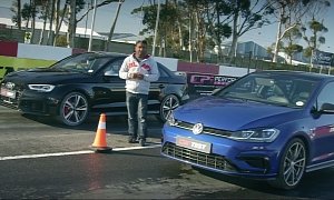 An Unfair Drag Race: 2018 Audi RS3 Sedan vs. 2018 VW Golf R