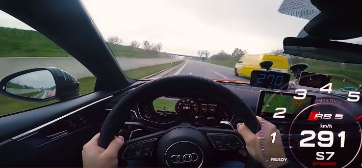 2018 Audi RS5 Passes Cars at 180 MPH Autobahn Top Speed -