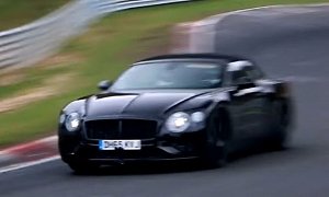 2018 Bentley Continental GT Convertible Prototype Has "V6" Sound on Nurburgring