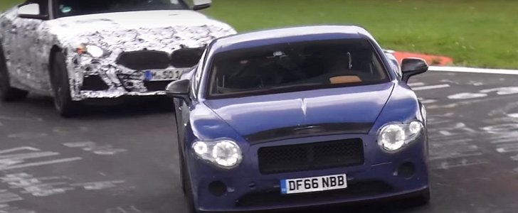 2018 Bentley Continental GT Testing Anti-Roll System While Chased by BMW Z4