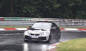 2018 BMW M2 CS Prototype Can Barely Keep It Together on Wet Nurburgring