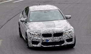 2018 BMW M5 Shows Front Bumper on Nurburgring, Could Pack Active Aerodynamics