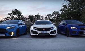 Ford Focus RS Meets 2018 Honda Civic Type R and 2018 Subaru WRX STI