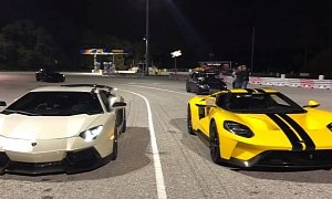 2018 Ford GT Drag Races Lamborghini Aventador, Trampling Is Hard