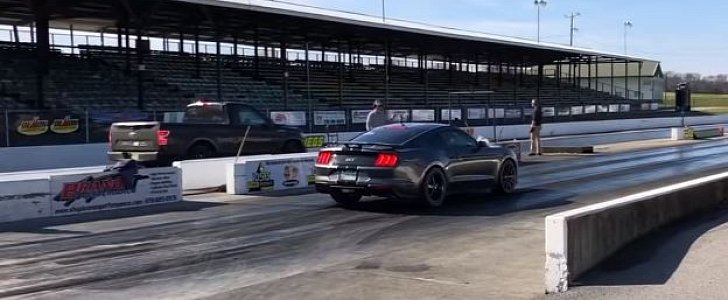 2018 Ford Mustang GT Drag Races Supercharged F-150