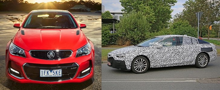 Holden VF Commodore next to 2017 Opel Insignia
