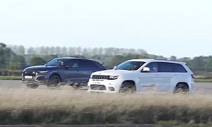 2018 Jeep Grand Cherokee Trackhawk Drag Races Audi RS Q8, Gaps Galore