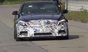 2018 Mercedes-AMG C63 Sedan Sounds Angry as Prototype Drives Away