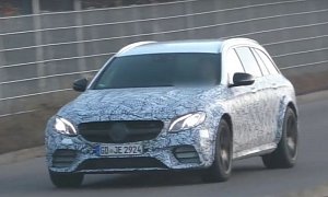 2018 Mercedes-AMG E63 Wagon Prototype Shows Hefty Wheel Arches and Ride Height