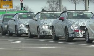 2018 Mercedes E-Class Cabriolet Prototypes Roof Comparison: Blue vs. Black Top