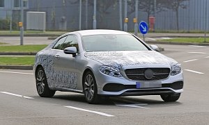2018 Mercedes E-Class Coupe Front Fascia Revealed by Light-Camouflage Prototype