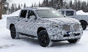 2018 Mercedes X-Class Truck Prototype Shows Production Lights, Has Two Fuel Caps