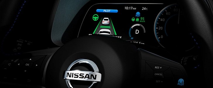 2018 Nissan Leaf instrument cluster and steering wheel