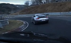 2018 Porsche 911 GT2 RS Gets Chased by Tuned BMW M3 in Nurburgring Frenzy