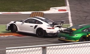 2018 Porsche 911 GT2 RS Spins while Chasing 911 GT3, Driver Can't Keep Up