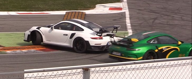 2018 Porsche 911 GT2 RS Spins while Chasing 911 GT3