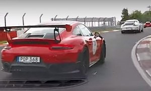 2018 Porsche 911 GT2 RS vs. 911 GT3 RS Nurburgring Chase Leads to Drifting