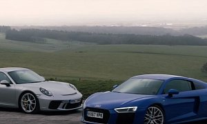 2018 Porsche 911 GT3 vs. Audi R8 V10 RWS Comparison Test Is an Autocar Battle