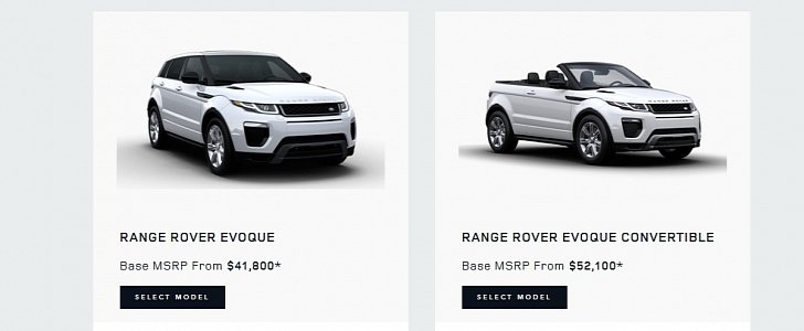 2018 Range Rover Evoque U.S. lineup