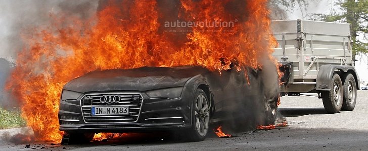 2019 Audi A7 Prototype Burns to a Crisp During Tow Testing