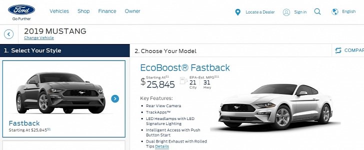 2019 Ford Mustang configurator