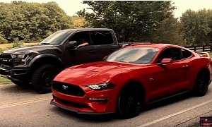 2019 Ford Mustang GT Drag Races F-150 Raptor, America Wins