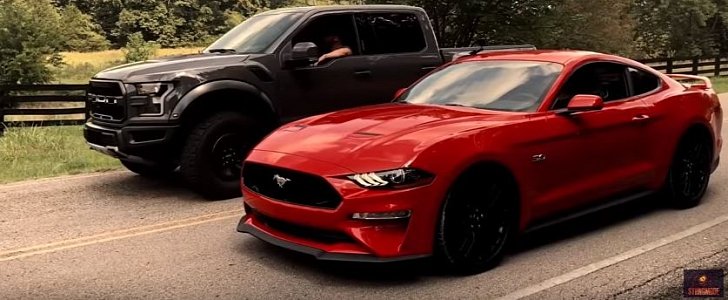 2019 Ford Mustang GT Drag Races F-150 Raptor