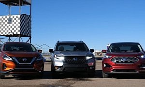 2019 Honda Passport Drag Races Ford Edge and Nissan Murano: Crossover Battle