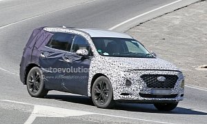 2019 Hyundai Santa Fe Sheds Camo to Reveal Front Grille and More Details