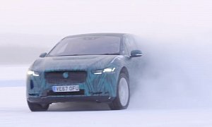 2019 Jaguar I-PACE Drifts on Frozen Lake in the Hands of Pro Driver