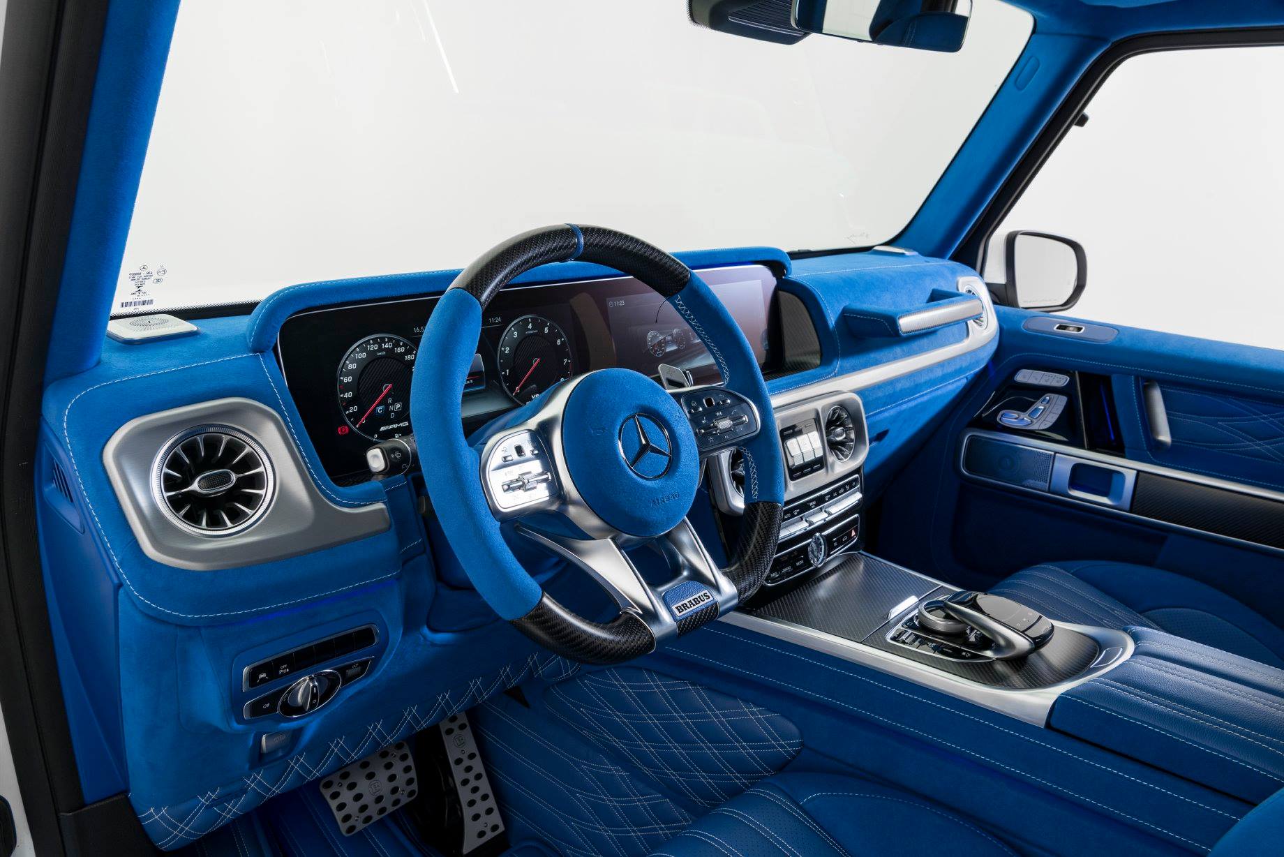 19 Mercedes Amg G63 Looks Amazing In Brabus Blue Leather Autoevolution