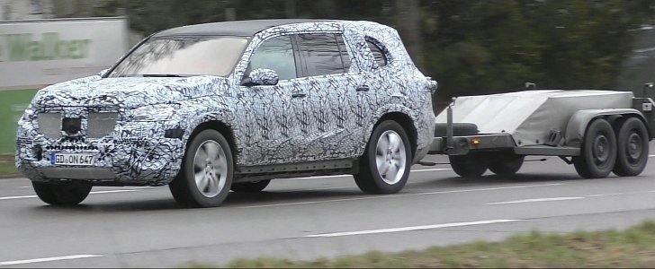 2019 Mercedes GLS Spied Towing Stuff in Germany