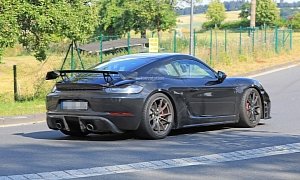 2019 Porsche 718 Cayman GT4 Spotted at Nurburgring, Reveals New Rear Wing
