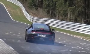 2019 Porsche 911 Smokes Its Tires on Nurburgring, Prototype Sounds Angry