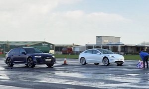 2020 Audi RS6 Does Its First Drag Race, Tesla Model 3 Gets Smashed
