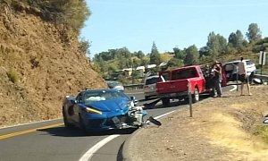 UPDATE: 2020 Corvette C8 Has First Crash In The Mountains, Damage Is Heavy