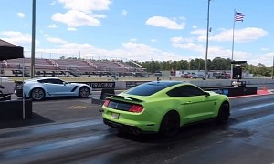 2020 Ford Mustang Shelby GT500 Drag Races C7 Corvette Z06, Traction Not Found