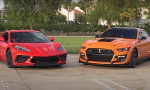 2020 Ford Mustang Shelby GT500 Meets C8 Corvette, Carbon Fiber Track Pack Wins